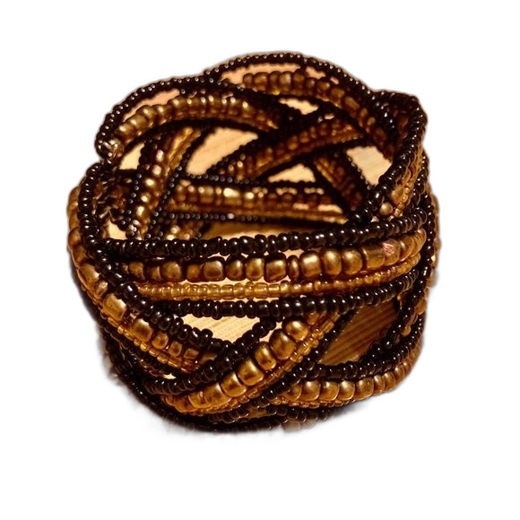 Beaded Cuff Bracelet Bronze and Black - Picture 3 of 7